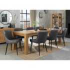 Cannes Light Oak 8-10 Seater Dining Table & 8 Cezanne Dark Grey Faux Leather Chairs With Black Legs