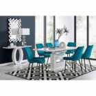 Furniture Box Arezzo Large Extending Dining Table And 6 x Blue Pesaro Black Leg Chairs