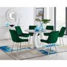 Furniture Box Giovani Round Grey Large 120Cm Table And 6 x Green Pesaro Silver Leg Chairs