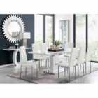 Furniture Box Arezzo Large Extending Dining Table And 8 x White Milan Chairs