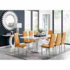 Furniture Box Arezzo Large Extending Dining Table And 8 x Mustard Milan Chairs
