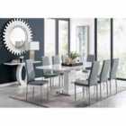 Furniture Box Arezzo Large Extending Dining Table And 8 x Grey Milan Chairs