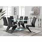 Furniture Box Florini White Glass And Metal V Dining Table And 6 x Black Willow Dining Chairs Set