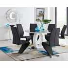 Furniture Box Giovani Grey White High Gloss And Glass Large Round Dining Table And 4 x Black Willow Chairs Set