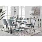 Furniture Box Florini V White Dining Table And 6 x Grey Pesaro Black Leg Chairs