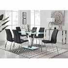 Furniture Box Florini V White Dining Table And 6 x Black Isco Chairs