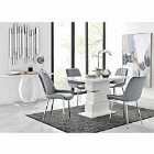 Furniture Box Apollo 4 Seater Dining Table And 4 x Grey Pesaro Silver Leg Chairs