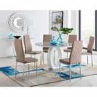 Furniture Box Giovani Grey White High Gloss And Glass Large Round Dining Table And 6 x Cappuccino Grey Milan Chairs Set