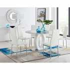Furniture Box Giovani Grey White High Gloss And Glass Large Round Dining Table And 6 x White Milan Chairs Set