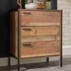 LPD Furniture Hoxton 3 Drawer Chest Distressed Oak Effect