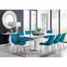Furniture Box Arezzo Large Extending Dining Table And 8 x Blue Pesaro Silver Leg Chairs