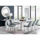 Furniture Box Arezzo Large Extending Dining Table And 8 x Grey Pesaro Silver Leg Chairs