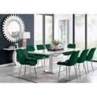 Furniture Box Arezzo Large Extending Dining Table And 8 x Green Pesaro Silver Leg Chairs