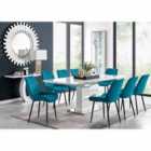Furniture Box Arezzo Large Extending Dining Table And 8 x Blue Pesaro Black Leg Chairs