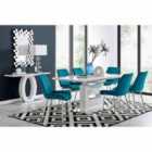 Furniture Box Arezzo Large Extending Dining Table And 6 x Blue Pesaro Silver Leg Chairs