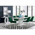 Furniture Box Arezzo Large Extending Dining Table And 6 x Green Pesaro Silver Leg Chairs