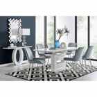 Furniture Box Arezzo Large Extending Dining Table And 6 x Grey Pesaro Silver Leg Chairs