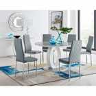 Furniture Box Giovani Grey White High Gloss And Glass Large Round Dining Table And 6 x Elephant Grey Milan Chairs Set