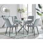 Furniture Box Selina Round Dining Table And 4 x Grey Pesaro Black Leg Chairs