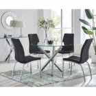 Furniture Box Selina White Round Dining Table And 4 x Black Isco Chairs