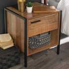 LPD Furniture Hoxton Bedside Cabinet Distressed Oak Effect