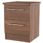 Ready Assembled Edina 2 Drawer Bedside Cabinet With Wireless Charging Noche Walnut