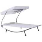 Outsunny Double Day Bed with Canopy - White
