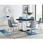 Furniture Box Giovani High Gloss And Glass Large Round Dining Table And 4 x Elephant Grey Corona Silver Chairs Set