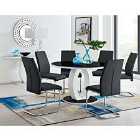 Furniture Box Giovani Glass Dining Table, 4 Black Chairs