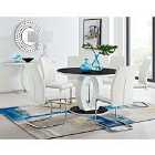 Furniture Box Giovani Glass Dining Table, 4 White Chairs