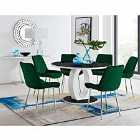 Furniture Box Giovani Round Black Large 120cm Table and 6 x Green Pesaro Silver Leg Chairs