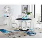 Furniture Box Giovani Glass Dining Table, 6 White Chairs