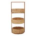 Interiors By Premier 3 Tier Shelf Unit With Round Hyacinth Baskets