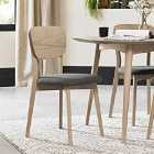 Tuska Scandi Set of 2 Oak Veneer Back Chairs - Cold Steel Fabric