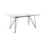 Liro Clear Tempered Glass 6 Seater Dining Table & 6 Seurat Grey Velvet Fabric Chairs With Black Legs