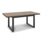 Violi Weathered Oak 6-8 Seater Dining Table With Peppercorn Legs & 6 Mondrian Chairs In Dark Grey Faux Leather