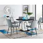 Furniture Box Giovani Round Black Large 120cm Table and 6 x Grey Pesaro Black Leg Chairs