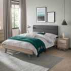 Brune Scandi Oak & Dark Grey 150cm King Size Upholstered Bedstead