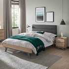 Brune Scandi Oak & Dark Grey 135cm Double Upholstered Bedstead
