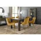 Cannes Dark Oak 6-8 Seater Dining Table & 6 Mustard Chairs