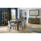 Cannes Dark Oak 6-8 Seater Dining Table & 6 Low Back Upholstered Chairs Pebble Grey Fabric