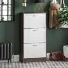3 Drawer Shoe Cabinet Walnut And White