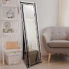 MirrorOutlet New Triple Bevel Large Venetian Cheval Free Standing Black And Mirror 5Ft X 1Ft3 (150 X 40Cm)