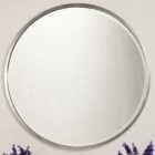 MirrorOutlet Rowan Silver Elegant Modern Bevelled Round Mirror 100 X 100 Cm