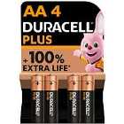 Duracell Plus AA Alkaline Batteries - 4 Pack