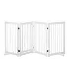 Pawhut Wooden Freestanding Pet Gate w/ 4 Panels & Foldable Fence - White