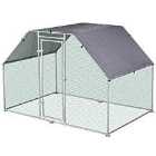 Pawhut Large Metal Walk-in Chicken Coop & Run Cage W/ Cover - Silver