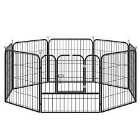 Pawhut 0.79 X 0.79M Pet Playpen w/ Metal Hutch Cage For Rabbits & Guinea Pigs & Puppies - Black