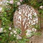 MirrorOutlet Small Bird Tree Design Round Garden Mirror 60 X 60 Cm 2Ft X 2Ft