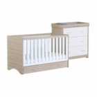 Veni White Oak Room Set 2 Pieces With Drawer - Cot Bed Chest